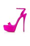 Platformy Christian Louboutin Queen Alta 150 mm Holly Pink/lin Holly Różowy Satyna