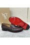 Christian Louboutin Penny Loafers Embossed Calf Leather Coffee