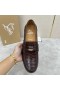 Christian Louboutin Penny Loafers Embossed Calf Leather Coffee