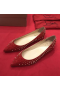 Christian Louboutin Pigalle Spikes Ballet Flats Velvet Red