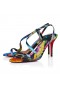 Christian Louboutin Rosa Z 80 Mm Sandals "Flower" Printed Crepe Satin Multicolor
