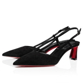 Christian Louboutin czółenka Condoroline 55 Mm z oparciem Z Welurowe w kolorze Czarnym