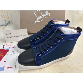 Buty Christian Louboutin Louis z wysokiej piszczelą z cielęcej skóry i aksamitu Czarno-niebieski