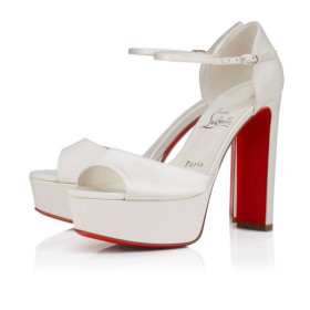 Christian Louboutin Sandaloo 130 Mm Klapki zawiesia Z Poly-Satyny w kolorze KoÅci SÅoniowej