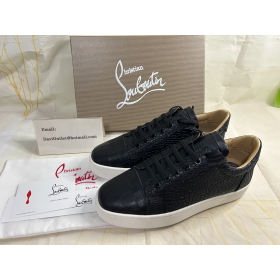 Buty Christian Louboutin Vieirissima z Cielęcej skóry z Wytłoczonym pod skórę Aligatora w kolorze Czarnym