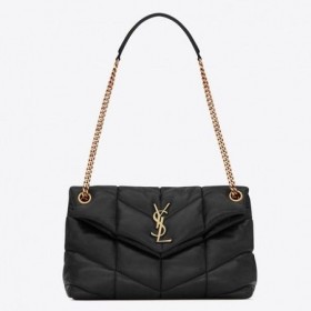 Mała torebka Saint Laurent Loulou Puffer z Imitacji skóry Noir Matelasse, Torby Saint Laurent