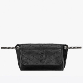 Torba Dla ciaÅa Saint Laurent Niki Z Czarnej Krepy Vintage skóry Saint Laurent Bag