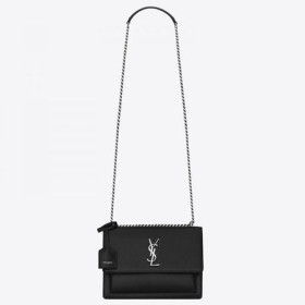 Torebka Saint Laurent Sunset Medium Bag Noir Z cielÄcej skóry Saint Laurent Bag