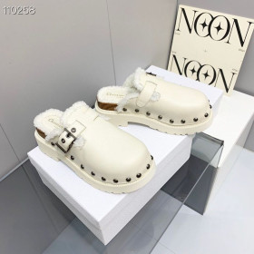 Klapki Dior Diorquake Na Drewnianej podeszwie Z wełny owczej Kolor Biały