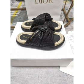 Dior Twist Czarne SandaÅy Cannage D Twist Slide z Owczej skóry
