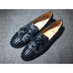 Лоферы Christian Louboutin Rossini, Ozdobione frędzelkami-kolcami, Kamuflaż z tkaniny i skóry