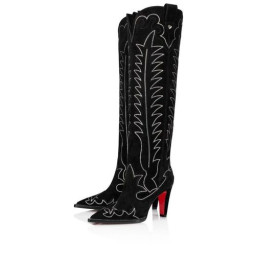 Buty Christian Louboutin Santia Botta z dżetów 85 mm, Welur I cyrkonie w kolorze Czarnym
