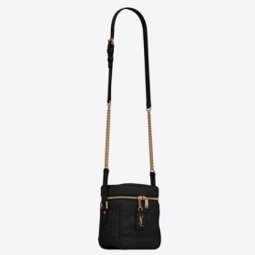 Kosmetyczka Saint Laurent 80-tych z Czarnej Pikowane Ziarnistej skóry
