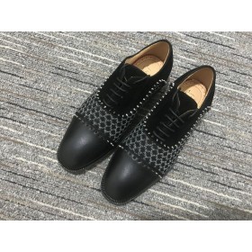 Christian Louboutin Hubertus Oxford Lug-podeszwa z Aksamitu i Skóry w kolorze Czarnym
