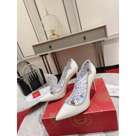 Christian Louboutin Wo Chick Queen ТÑÑлиÐодоÑки z 100 Lakierowanej skóry w Kolorze BiaÅym CL