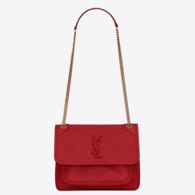 Torebka Saint Laurent Baby Niki Bag Z Czerwonej Owczej skóry Torebka Saint Laurent