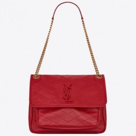 Torebka Saint Laurent Medium Niki Bag Z Czerwonej Owczej skóry Torebka Saint Laurent