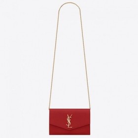 Portfel na łańcuchu Saint Laurent WOC Uptown Z Czerwonej skóry, Torby Saint Laurent
