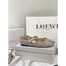 Jimmy Choo Bing Błyszczące Baletki Wykonane Z Kryształu