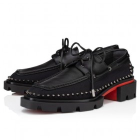 Christian Louboutin Nasze Derby Steckel Z Cielęcej Skóry i Olona Canva w Kolorze Czarnym