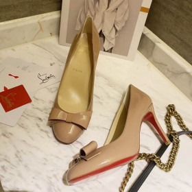 Christian Louboutin czółenka Simplenodo Z Kokardą 85 mm Z Lakierowanej Skóry Cielisty