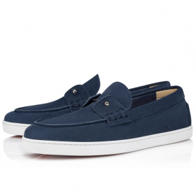 Лоферы Christian Louboutin Chambeliboat Z Nubuku Z tyłu, Kolor Niebieski