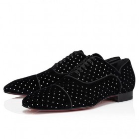 Оксфорды Christian Louboutin Greggy Chick Z Plum стразом, Czarne Buty Christian Louboutin