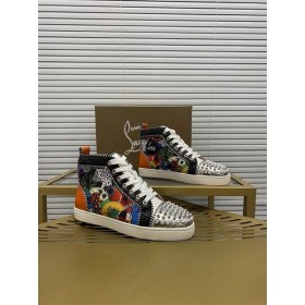 Buty na płaskiej podeszwie, buty Christian Louboutin Lou Spikes Orlato Kolorowe Buty Christian Louboutin