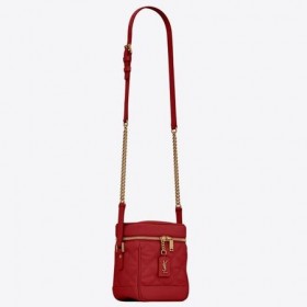 Kosmetyczka Saint Laurent 80-tych z Czerwonej Pikowane Ziarnistej skóry Torebka Saint Laurent