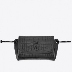 Torba dla ciaÅa Saint Laurent Niki Body Bag Z Czarnej skóry z wytÅoczonym Croco Saint Laurent