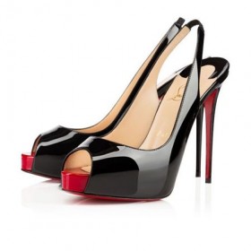Platformy Christian Louboutin Private Number 120 mm z Czarnej / czerwonej skóry Lakierowanej