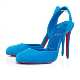Czółenka Christian Louboutin Betty Sling Velvet 100mm Alize /buty lin Alize