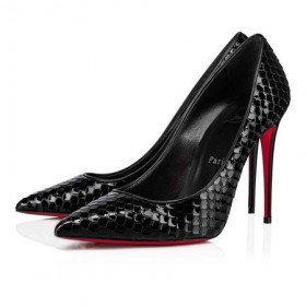 Czółenka Christian Louboutin Kate 100 mm Czarny/lin Black Patent