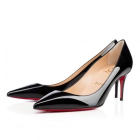 Czółenka Christian Louboutin Kate 70 mm z Czarnej Lakierowanej skóry