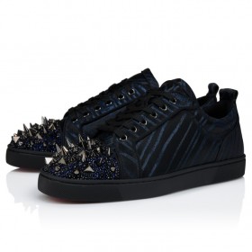 Christian Louboutin Louis Junior P Pik Pik Strass Sneakers Jacquard And Spikes Black