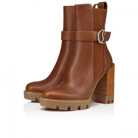 Christian Louboutin Cl Chelsea Lug 100 Mm Cizme Joase Din Piele De Vițel Cuoio Pantofi Christian Louboutin