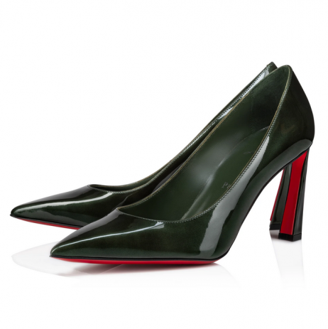 Christian Louboutin Condora Pompe de 85mm din Piele de Brevet Verde