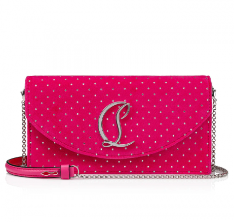 Christian Louboutin Loubi54 Crossbody Ambreiaj Velluto Strass Din Piele Intoarsa Roz