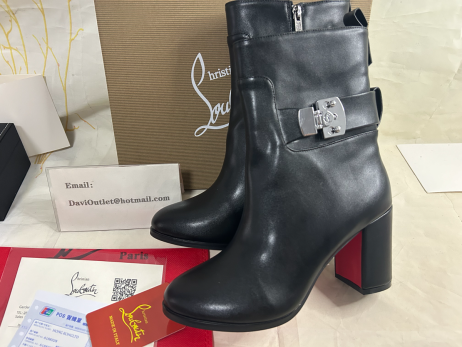 Christian Louboutin, Prada De Blocare 70 Mm Cizme Joase Din Piele De Vițel Negru