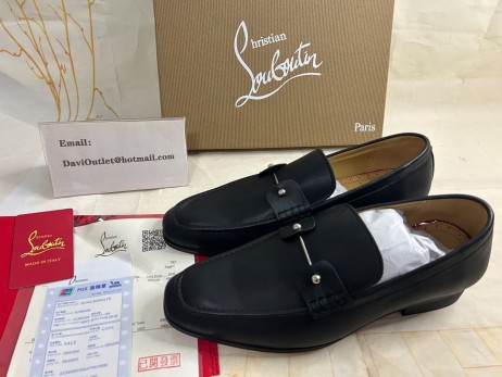Christian Louboutin Chambelimoc Mocasini Din Piele De Vițel Negru Pantofi Christian Louboutin