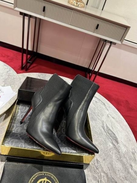 Christian Louboutin Chelsea Tipa Glezna Cizme de 100mm din Piele Negru