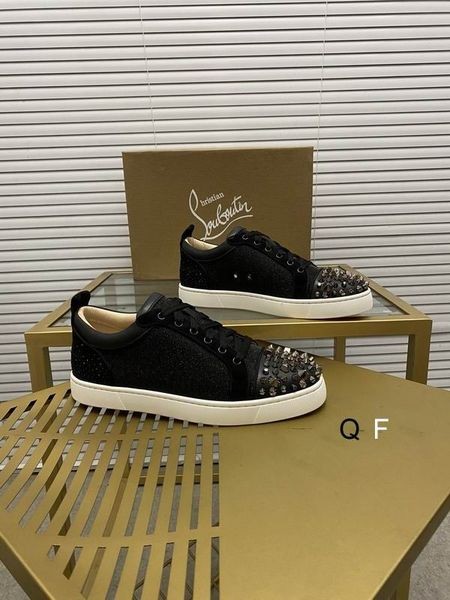 Christian Louboutin Louis Junior Piroane Adidasi din Piele și Textil Negru