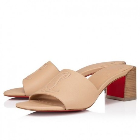 Christian Louboutin Cl Catâr 55 Mm Catâri Sandale din Piele de Vițel Leche CL Pantofi