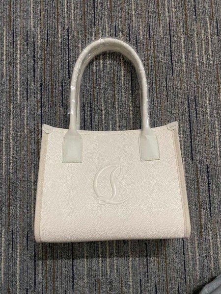 Christian Louboutin De Partea Mea Mini Tote Sac Granulat din Piele de Vitel de culoare Bej CL Saci