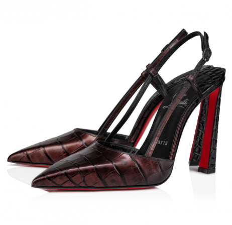 Christian Louboutin Condoroline Pompe de 100mm Metalice Aligator din Piele de Vitel Maro