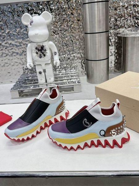 Christian Louboutin Sharkyloub Sp Piroane Femei Adidași Din Piele De Vitel De Neopren Și Piroane Multi