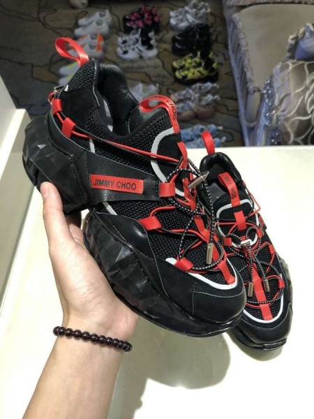 Jimmy Choo Diamond Trail Multicolore Din Piele Ochiurilor De Plasă Negru Rosu