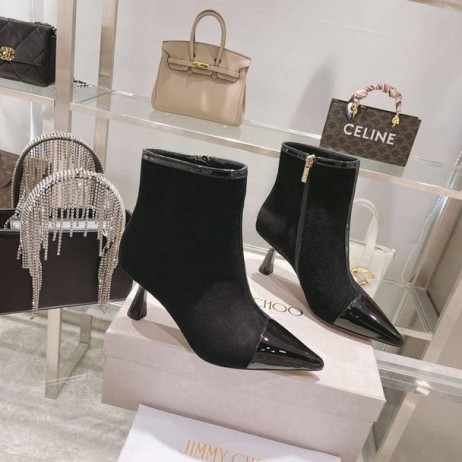 Jimmy Choo Kix Z 65 Botine Brevet Piele De Căprioară Negru
