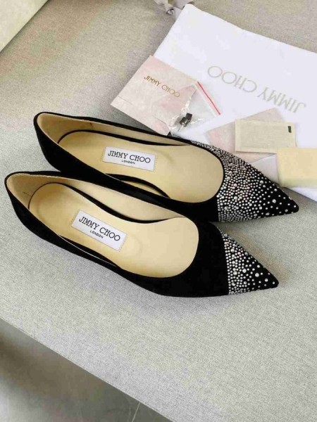 Jimmy Choo Dragoste Plat Piele De Căprioară Negru