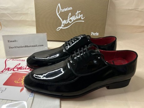 Christian Louboutin Lafitte Oxfords Brevet Piele De Vițel Negru Pantofi